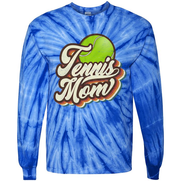 Retro Tennis Mom Sports Mama Mothers Day Gift Tie-Dye Long Sleeve Shirt