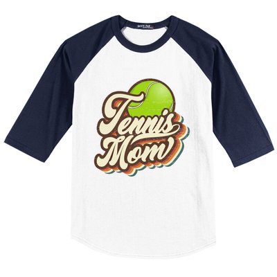 Retro Tennis Mom Sports Mama Mothers Day Gift Baseball Sleeve Shirt