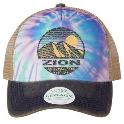 Road Trip Mount Zion National Park Utah Mountain Sunset Art Legacy Tie Dye Trucker Hat