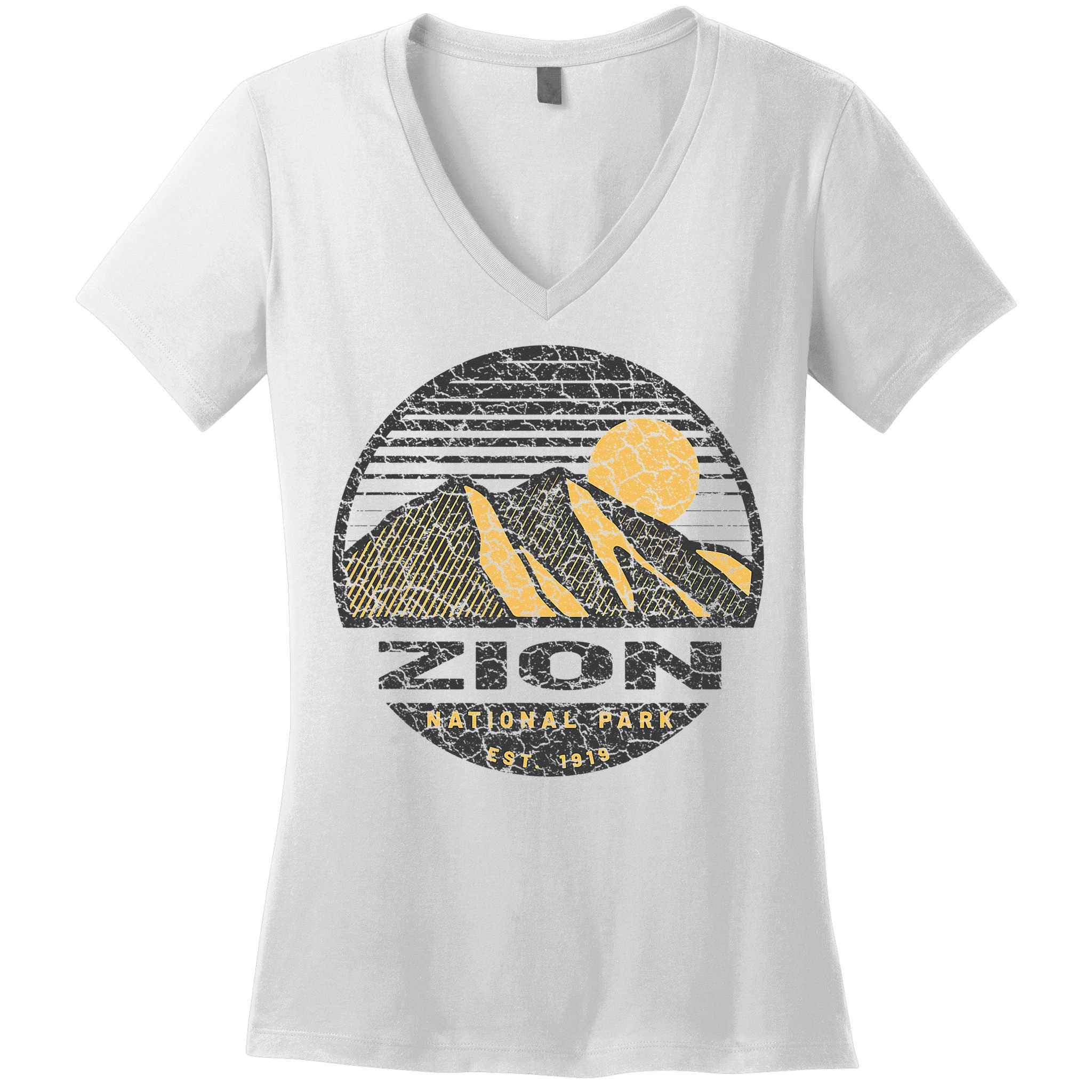 Road Trip Mount Zion National Park Utah Mountain Sunset Art Women's V-Neck T-Shirt