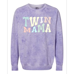 Retro Twin Mama Twin Mom Established Mom Motherhood Gift Colorblast Crewneck Sweatshirt