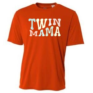 Retro Twin Mama Twin Mom Established Mom Motherhood Gift Cooling Performance Crew T-Shirt