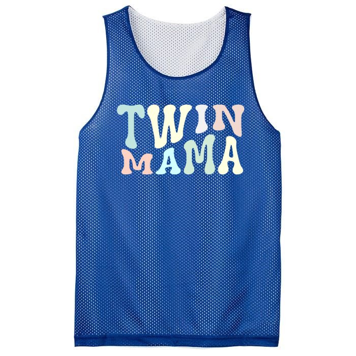 Retro Twin Mama Twin Mom Established Mom Motherhood Gift Mesh Reversible Basketball Jersey Tank