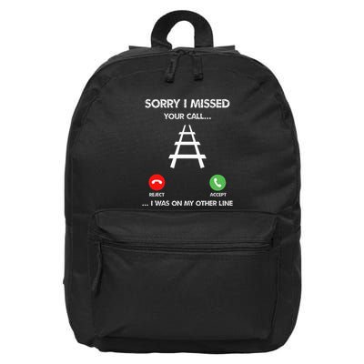 Railroad Train Missed Calling & Model Railroad Funny 16 in Basic Backpack