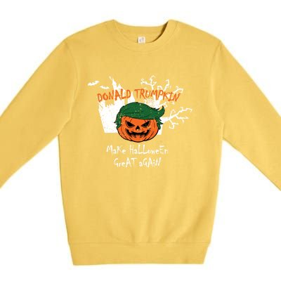 Retro Trumpkin Make Halloween Great Again Funny Trump Gift Premium Crewneck Sweatshirt