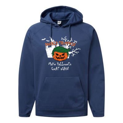 Retro Trumpkin Make Halloween Great Again Funny Trump Gift Performance Fleece Hoodie