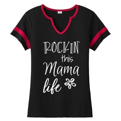 Rockin This Mama Life Special Mother Mom Cool Gift Ladies Halftime Notch Neck Tee