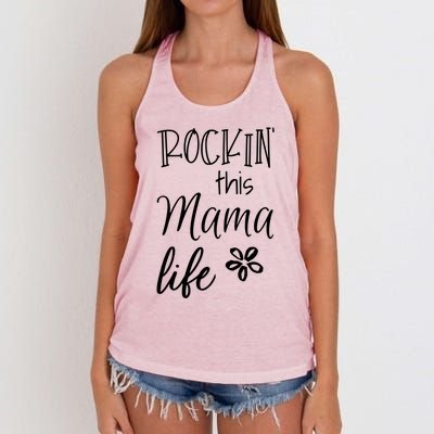 Rockin This Mama Life Special Mother Mom Cool Gift Women's Knotted Racerback Tank