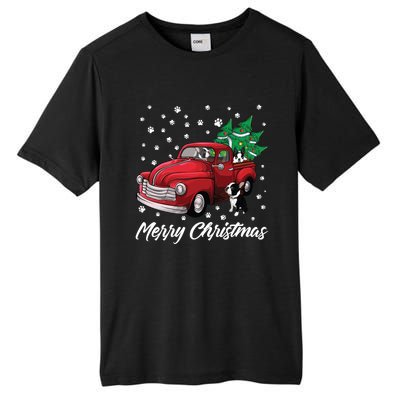 Red Truck Merry Christmas Tree Boston Terrier Dog Christmas Gift Tall Fusion ChromaSoft Performance T-Shirt