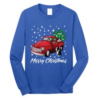 Red Truck Merry Christmas Tree Boston Terrier Dog Christmas Gift Long Sleeve Shirt