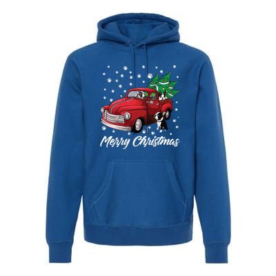 Red Truck Merry Christmas Tree Boston Terrier Dog Christmas Gift Premium Hoodie