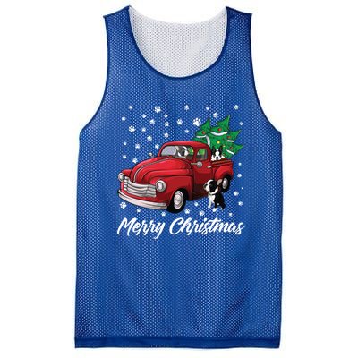 Red Truck Merry Christmas Tree Boston Terrier Dog Christmas Gift Mesh Reversible Basketball Jersey Tank