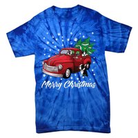 Red Truck Merry Christmas Tree Boston Terrier Dog Christmas Gift Tie-Dye T-Shirt