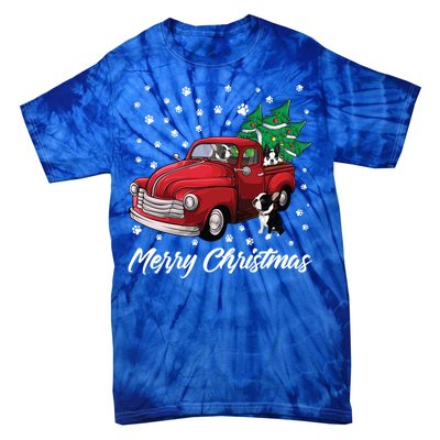 Red Truck Merry Christmas Tree Boston Terrier Dog Christmas Gift Tie-Dye T-Shirt