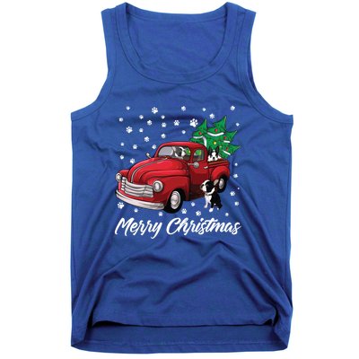 Red Truck Merry Christmas Tree Boston Terrier Dog Christmas Gift Tank Top