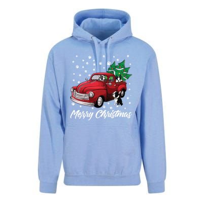 Red Truck Merry Christmas Tree Boston Terrier Dog Christmas Gift Unisex Surf Hoodie