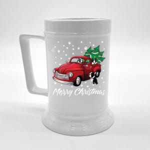 Red Truck Merry Christmas Tree Boston Terrier Dog Christmas Gift Beer Stein