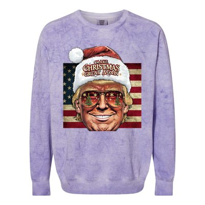 Retro Trump Make Christmas Great Again 2025 Inauguration Gift Colorblast Crewneck Sweatshirt