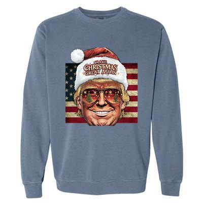 Retro Trump Make Christmas Great Again 2025 Inauguration Gift Garment-Dyed Sweatshirt