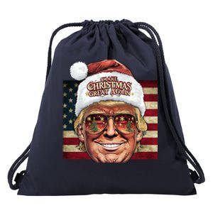 Retro Trump Make Christmas Great Again 2025 Inauguration Gift Drawstring Bag