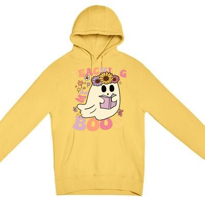 Retro Teaching My Boos Cute Floral Ghost Halloween Teacher Meaningful Gift Premium Pullover Hoodie