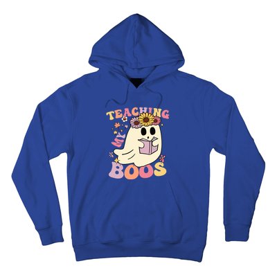 Retro Teaching My Boos Cute Floral Ghost Halloween Teacher Meaningful Gift Hoodie