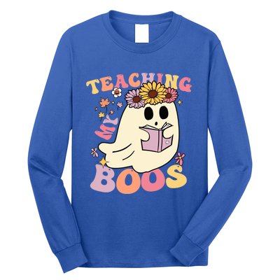 Retro Teaching My Boos Cute Floral Ghost Halloween Teacher Meaningful Gift Long Sleeve Shirt