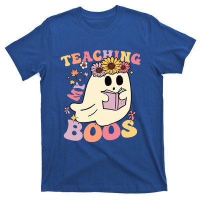 Retro Teaching My Boos Cute Floral Ghost Halloween Teacher Meaningful Gift T-Shirt