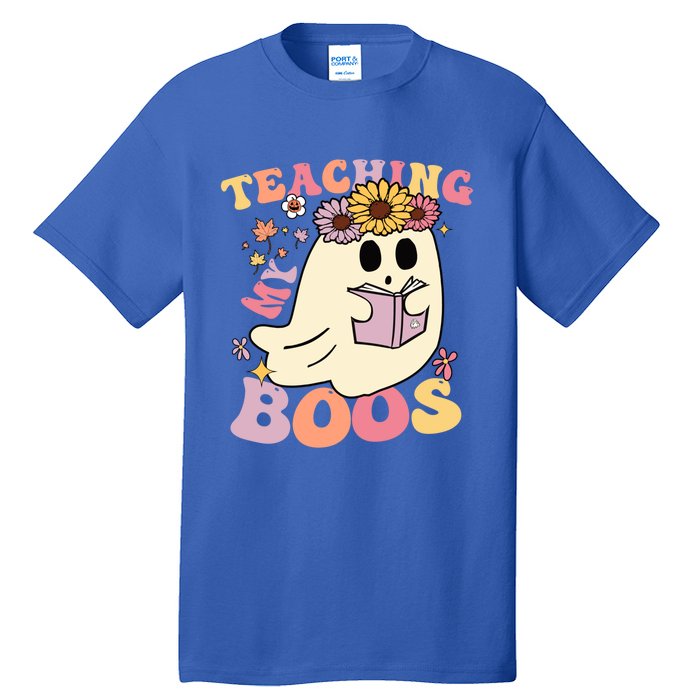 Retro Teaching My Boos Cute Floral Ghost Halloween Teacher Meaningful Gift Tall T-Shirt