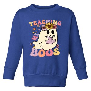 Retro Teaching My Boos Cute Floral Ghost Halloween Teacher Meaningful Gift Toddler Sweatshirt