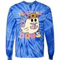 Retro Teaching My Boos Cute Floral Ghost Halloween Teacher Meaningful Gift Tie-Dye Long Sleeve Shirt