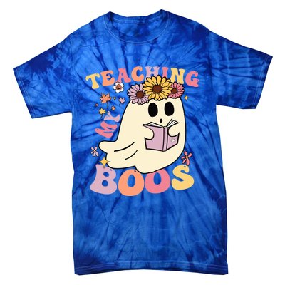 Retro Teaching My Boos Cute Floral Ghost Halloween Teacher Meaningful Gift Tie-Dye T-Shirt