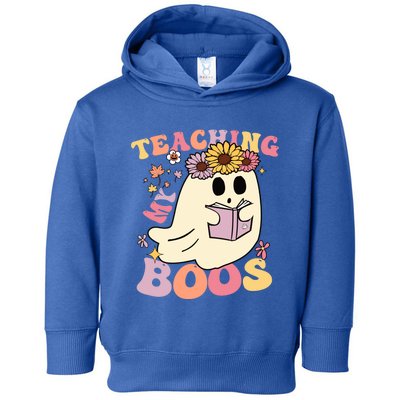 Retro Teaching My Boos Cute Floral Ghost Halloween Teacher Meaningful Gift Toddler Hoodie