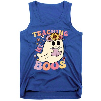 Retro Teaching My Boos Cute Floral Ghost Halloween Teacher Meaningful Gift Tank Top