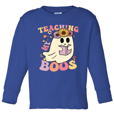 Retro Teaching My Boos Cute Floral Ghost Halloween Teacher Meaningful Gift Toddler Long Sleeve Shirt