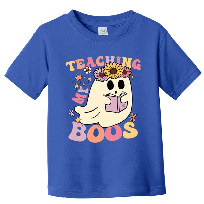 Retro Teaching My Boos Cute Floral Ghost Halloween Teacher Meaningful Gift Toddler T-Shirt