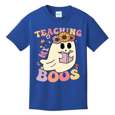 Retro Teaching My Boos Cute Floral Ghost Halloween Teacher Meaningful Gift Kids T-Shirt