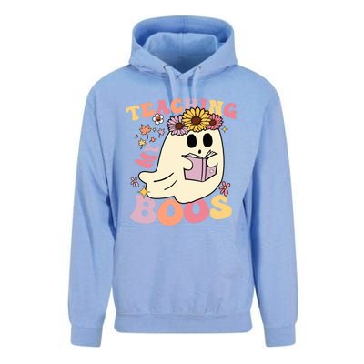 Retro Teaching My Boos Cute Floral Ghost Halloween Teacher Meaningful Gift Unisex Surf Hoodie