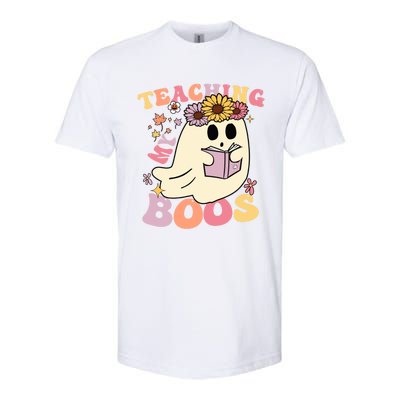 Retro Teaching My Boos Cute Floral Ghost Halloween Teacher Meaningful Gift Softstyle CVC T-Shirt