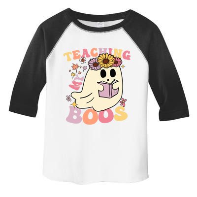 Retro Teaching My Boos Cute Floral Ghost Halloween Teacher Meaningful Gift Toddler Fine Jersey T-Shirt