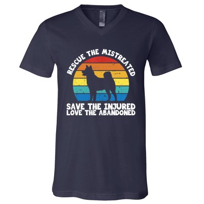 Rescue The Mistreated Meaningful Gift As A Dog Rescue Gift V-Neck T-Shirt