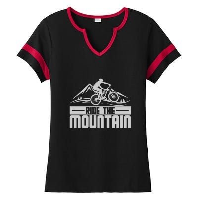 Ride The Mountain Biker Lover Gift Ladies Halftime Notch Neck Tee