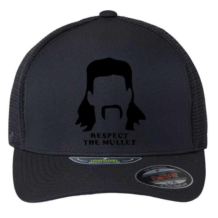 Respect The Mullet It's Mullet Time Funny Redneck Mullet Flexfit Unipanel Trucker Cap