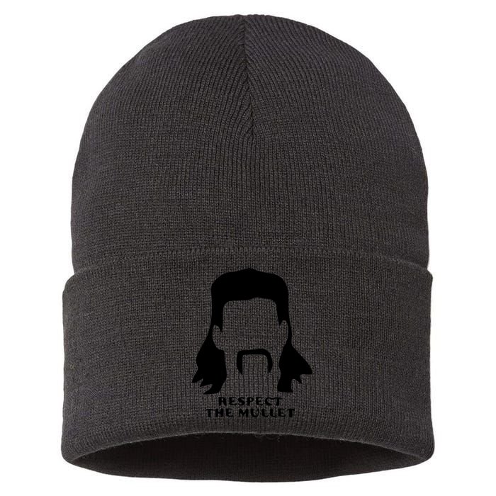 Respect The Mullet It's Mullet Time Funny Redneck Mullet Sustainable Knit Beanie