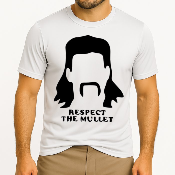 Respect The Mullet It's Mullet Time Funny Redneck Mullet Performance Shirt