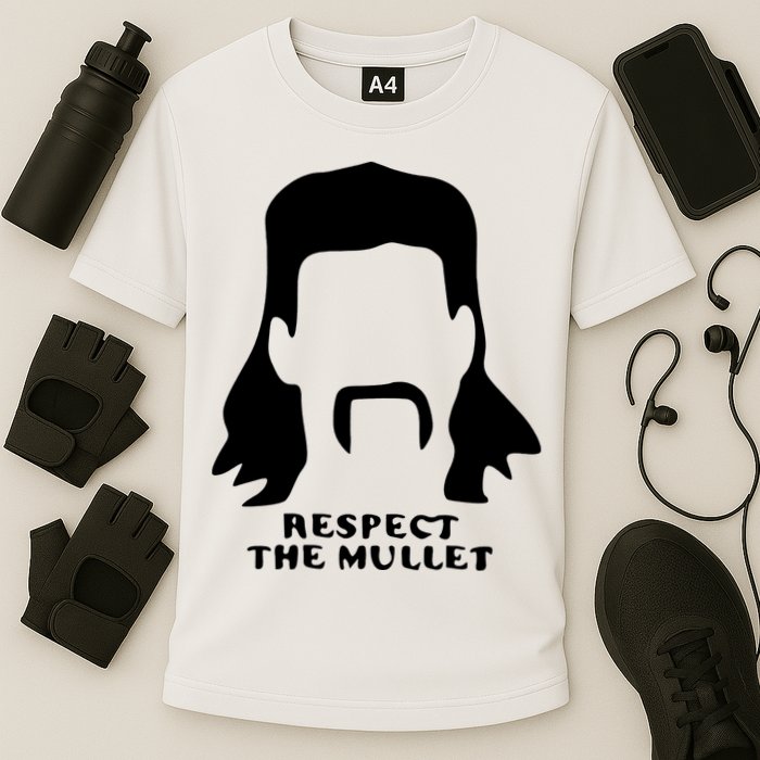 Respect The Mullet It's Mullet Time Funny Redneck Mullet Performance Shirt