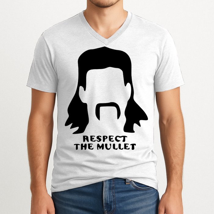 Respect The Mullet It's Mullet Time Funny Redneck Mullet V-Neck T-Shirt