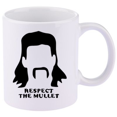 Respect The Mullet It's Mullet Time Funny Redneck Mullet 11oz C Handle Ceramic Mug