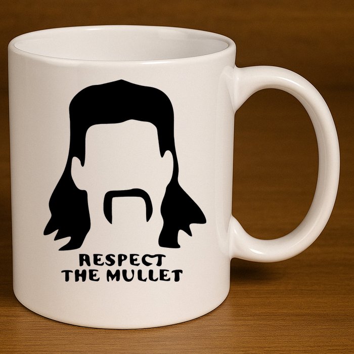 Respect The Mullet It's Mullet Time Funny Redneck Mullet 11oz C Handle Ceramic Mug
