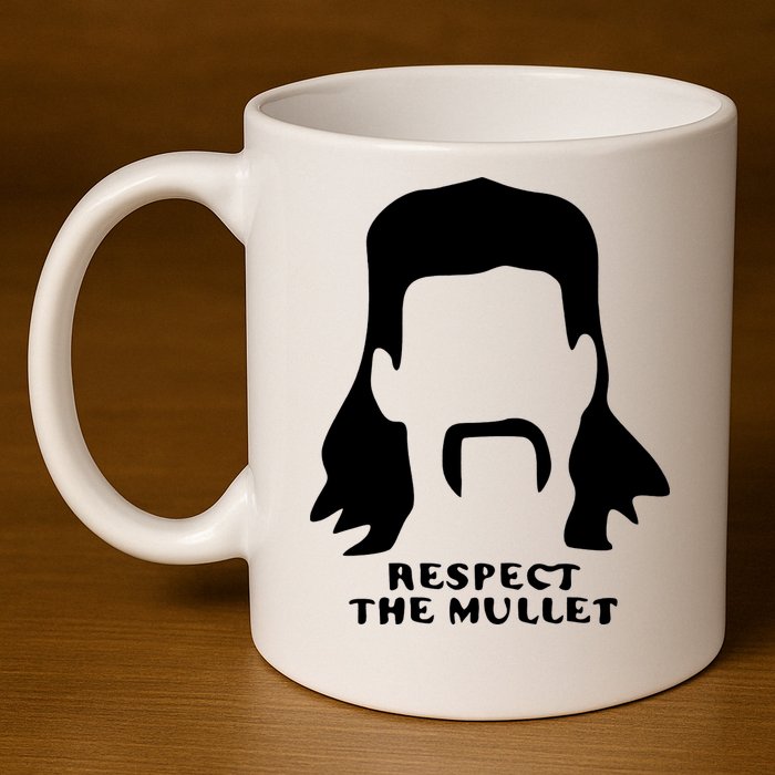 Respect The Mullet It's Mullet Time Funny Redneck Mullet 11oz C Handle Ceramic Mug